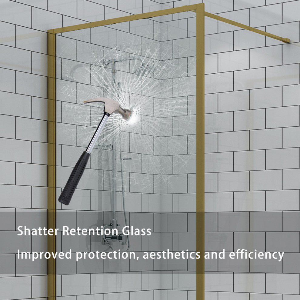 34 in. W x 74 in. H Framed Fixed Glass Panel Shower Door