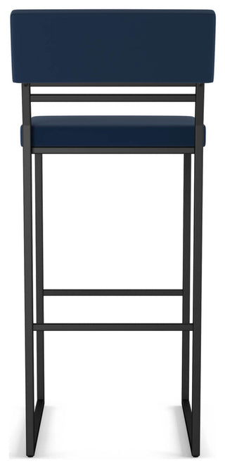 Amisco Everly Counter and Bar Stool, Blue Polyurethane / Black Metal, Bar Height
