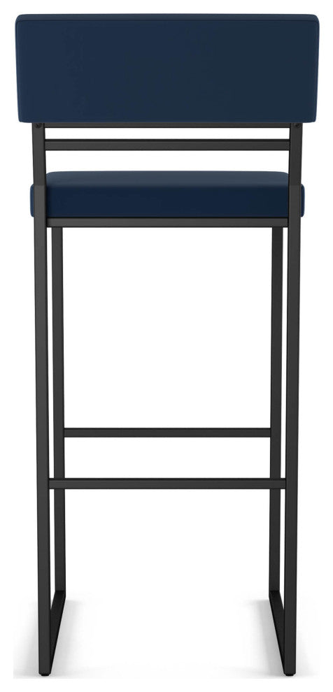 Amisco Everly Counter and Bar Stool, Blue Polyurethane / Black Metal, Bar Height