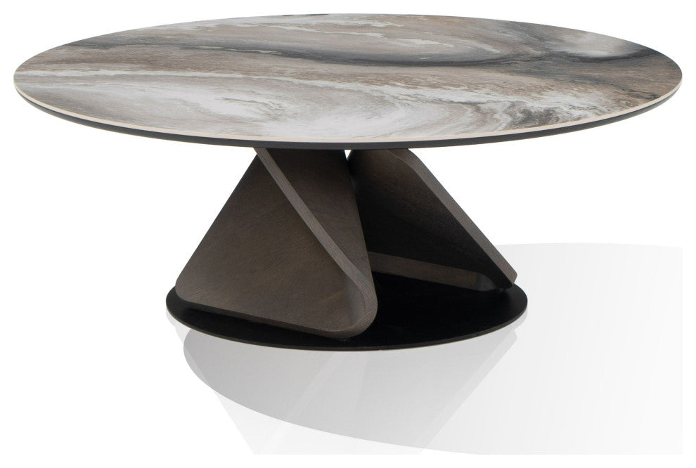Modrest Schiff Modern Marbled Ceramic Coffee Table Set