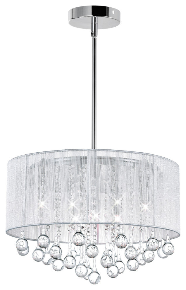 Water Drop 6 Light Drum Shade Chandelier With Chrome Finish