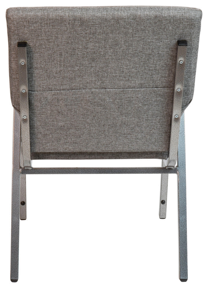 HERCULES Series 21"W Stacking Wood Chair, Gray Fabric and Silver Vein Frame