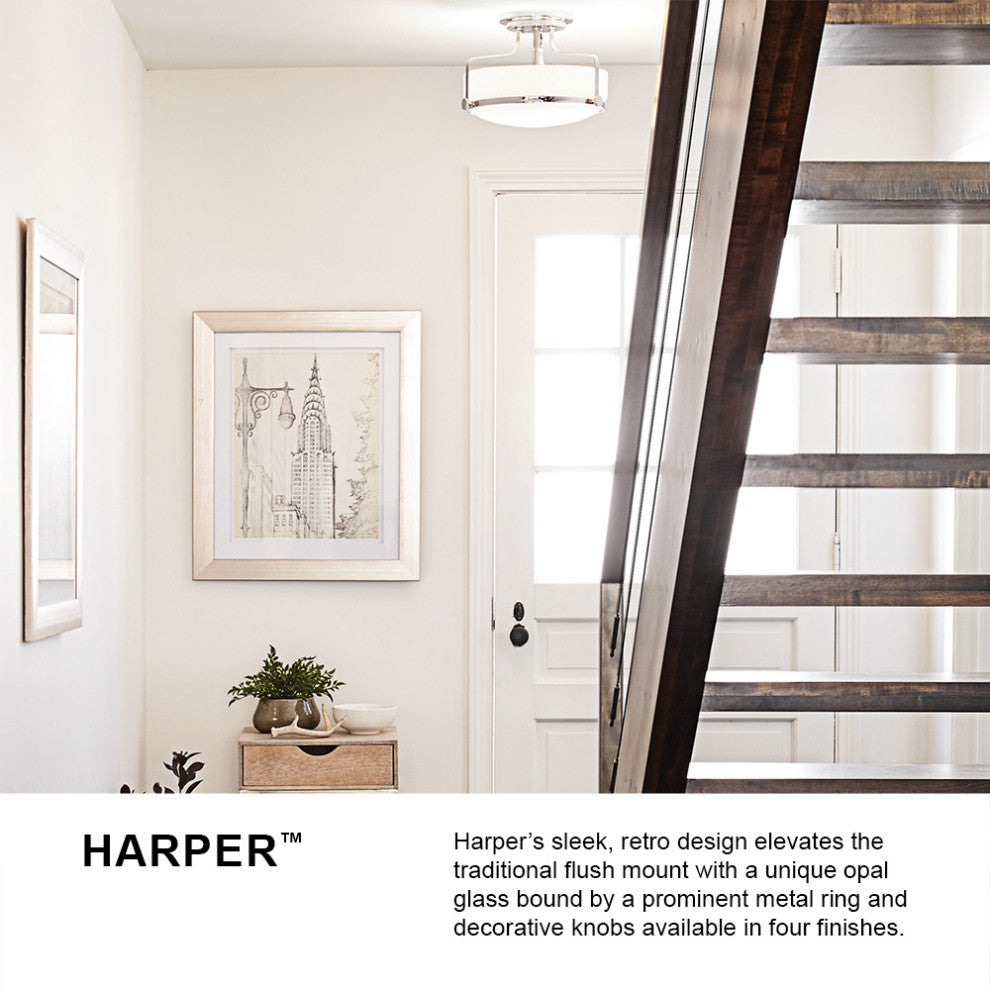 Hinkley Harper 14.5" Semi-Flush Ceiling Light, Oil Rubbed Bronze