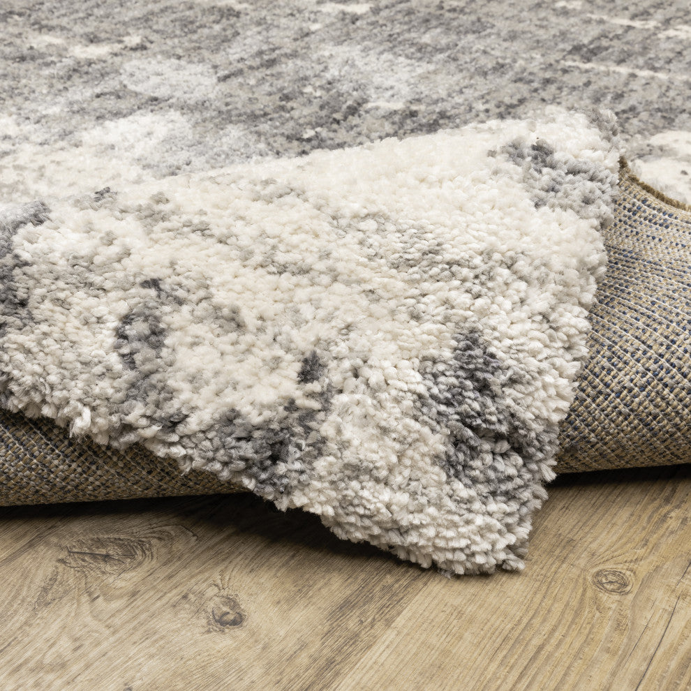Ashton Distressed Shag Grey/Ivory Area Rug, 5.3X7.6