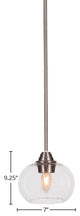 Paramount 1-Light Mini Pendant, Brushed Nickel, 7" Clear Bubble Glass