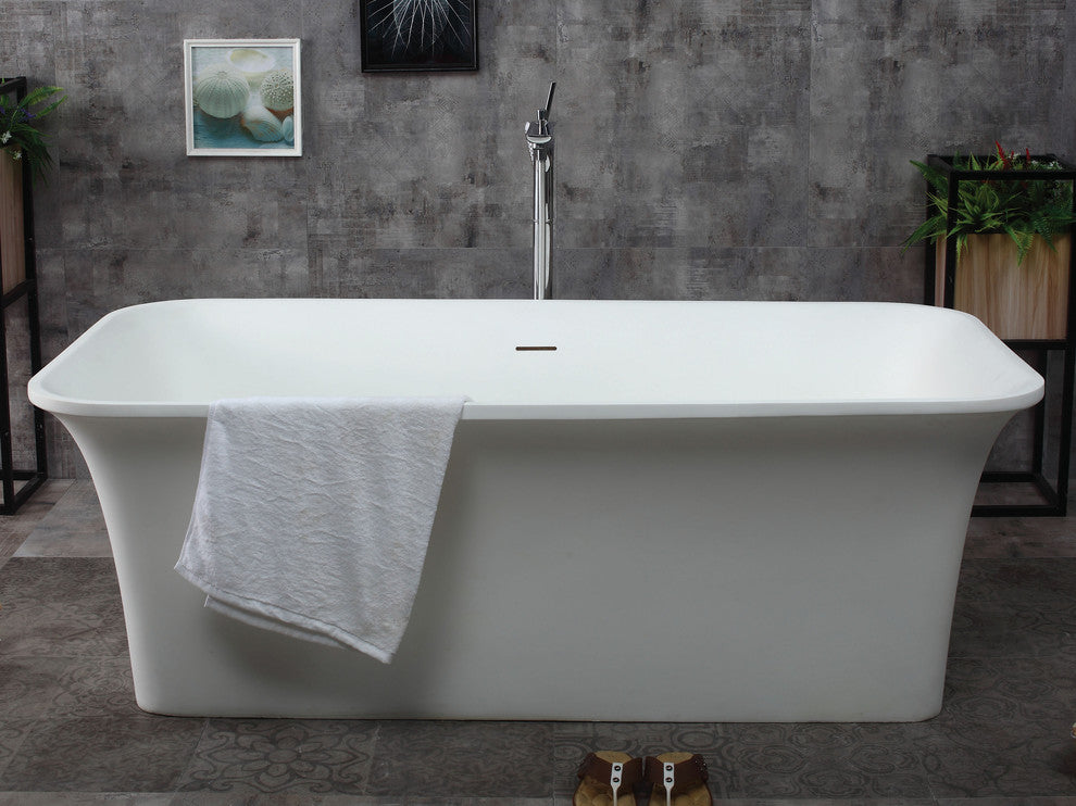ALFI brand AB9942 67" White Rectangular Solid Surface Smooth Resin Bathtub