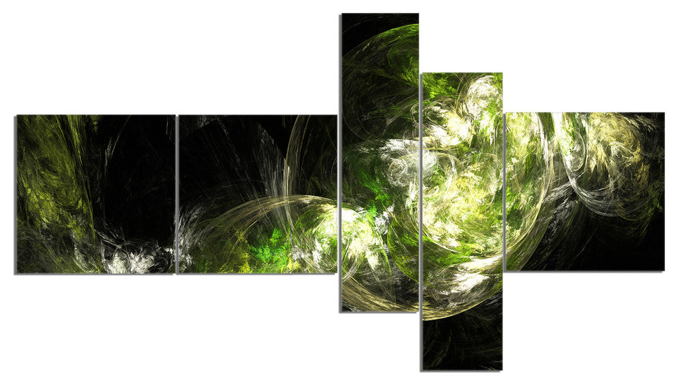 Billowing Smoke Green, Abstract Canvas art print, 60"x32", 5 panels