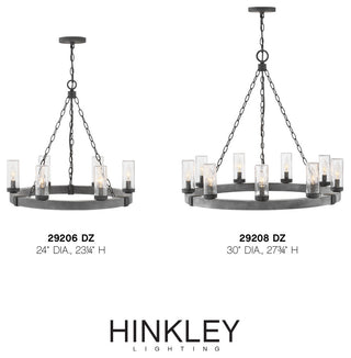 Hinkley Sawyer Outdoor Chandelier, Aged Zinc, 6 Light