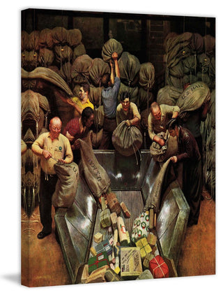 "Post Office Sorting Room" Painting Print on Canvas by John Falter