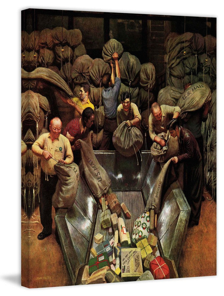 "Post Office Sorting Room" Painting Print on Canvas by John Falter