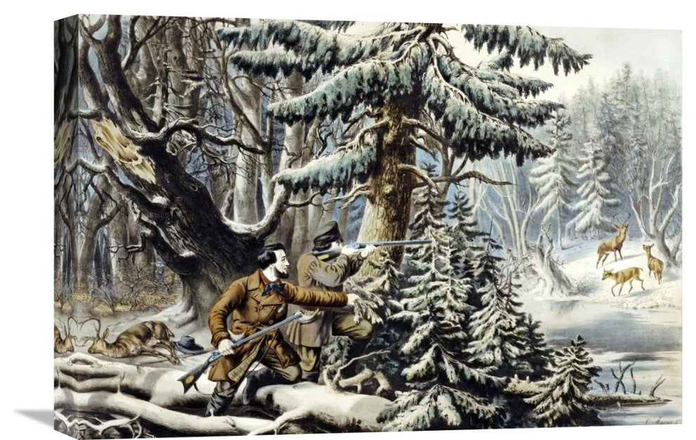 "American Winter Sports - Deer Shooting on The Shattagee" Artwork, 22" x 15"