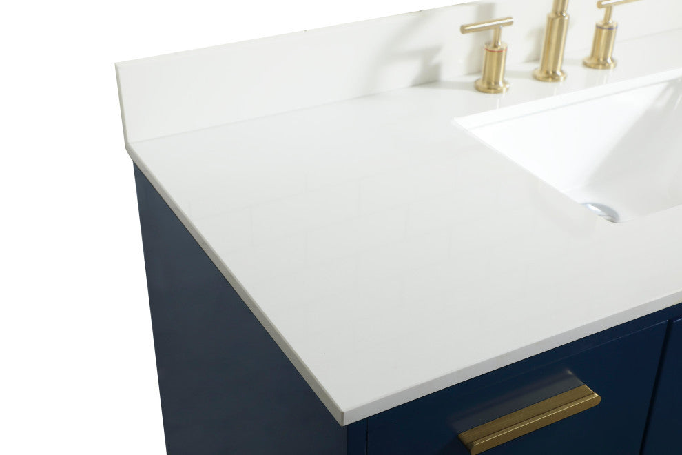 Home Living Modern Natural Oak-Light Bathroom Vanity, Blue, 48"