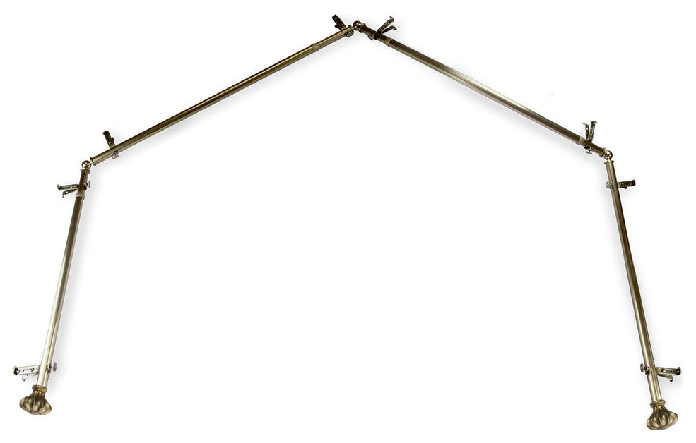 Maurice 13/16" 4-Sided Bay Window Curtain Rod, Antique Brass