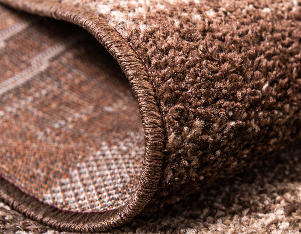 Unique Loom Brown Autumn Foilage 3'3x3'3 Round Rug