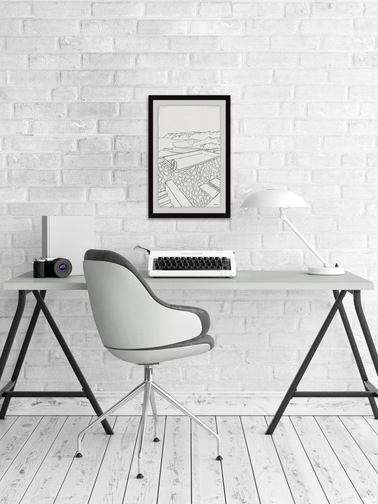 "Pool View" Framed Painting Print, 16"x24"