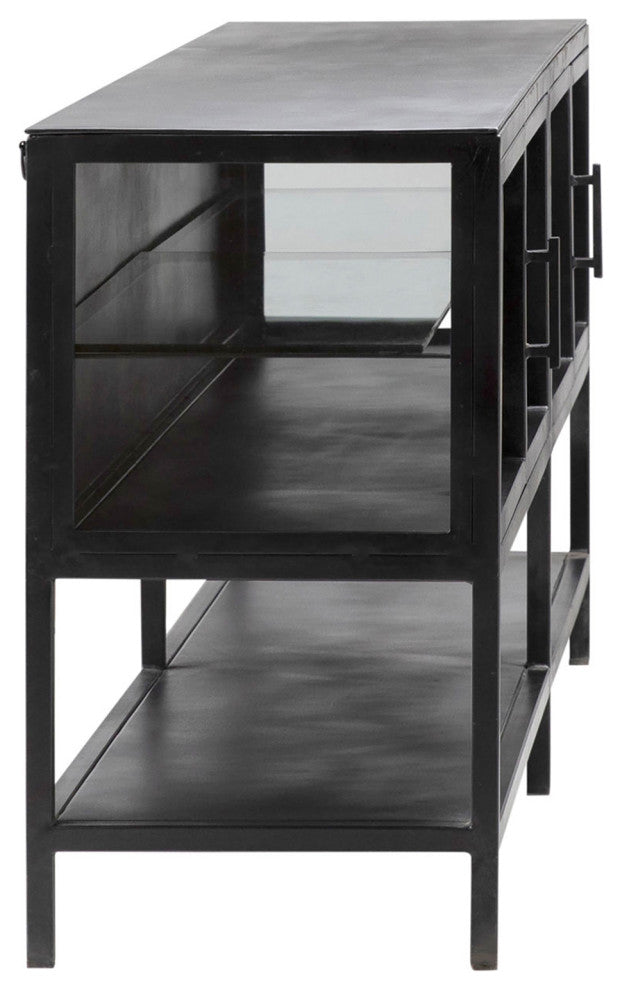 Gunmetal Shelf & Glass Sideboard