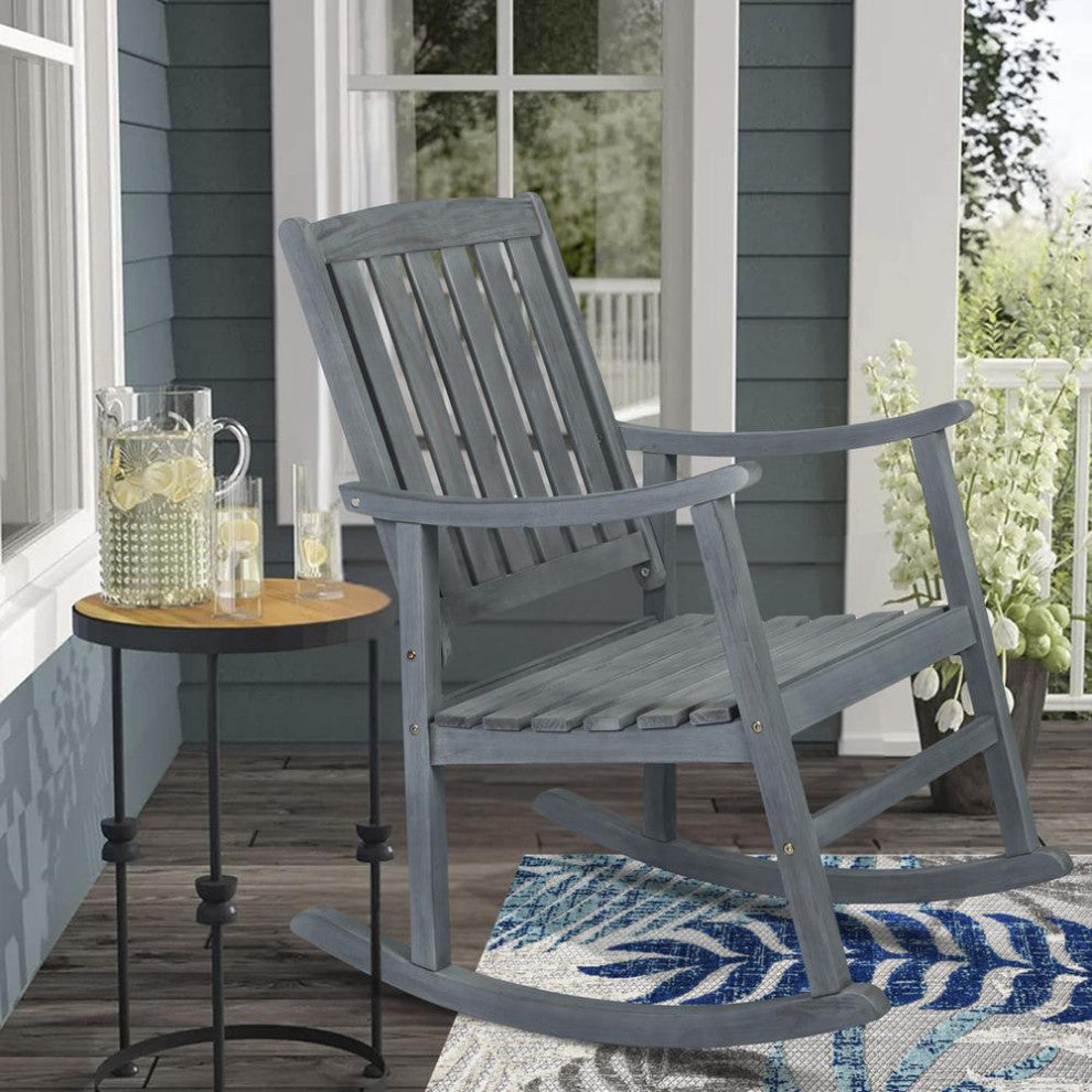 Penny Classic Slat Back Acacia Wood Patio Outdoor Rocking Chair