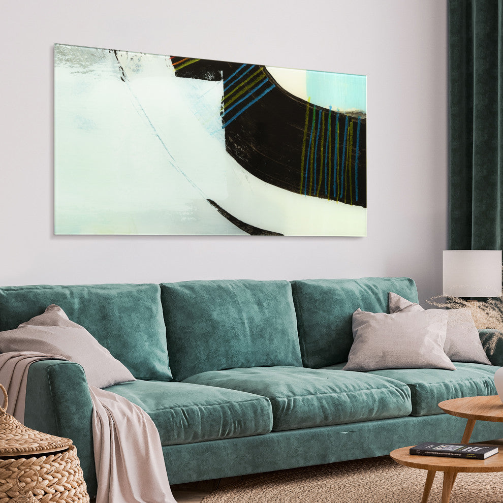 "Kabuki" Frameless Free Floatingtempered Glass Wall Art, A