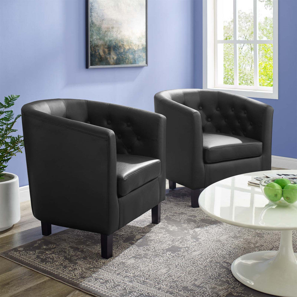 Prospect Upholstered Vinyl Armchair Set of 2 by Modway
