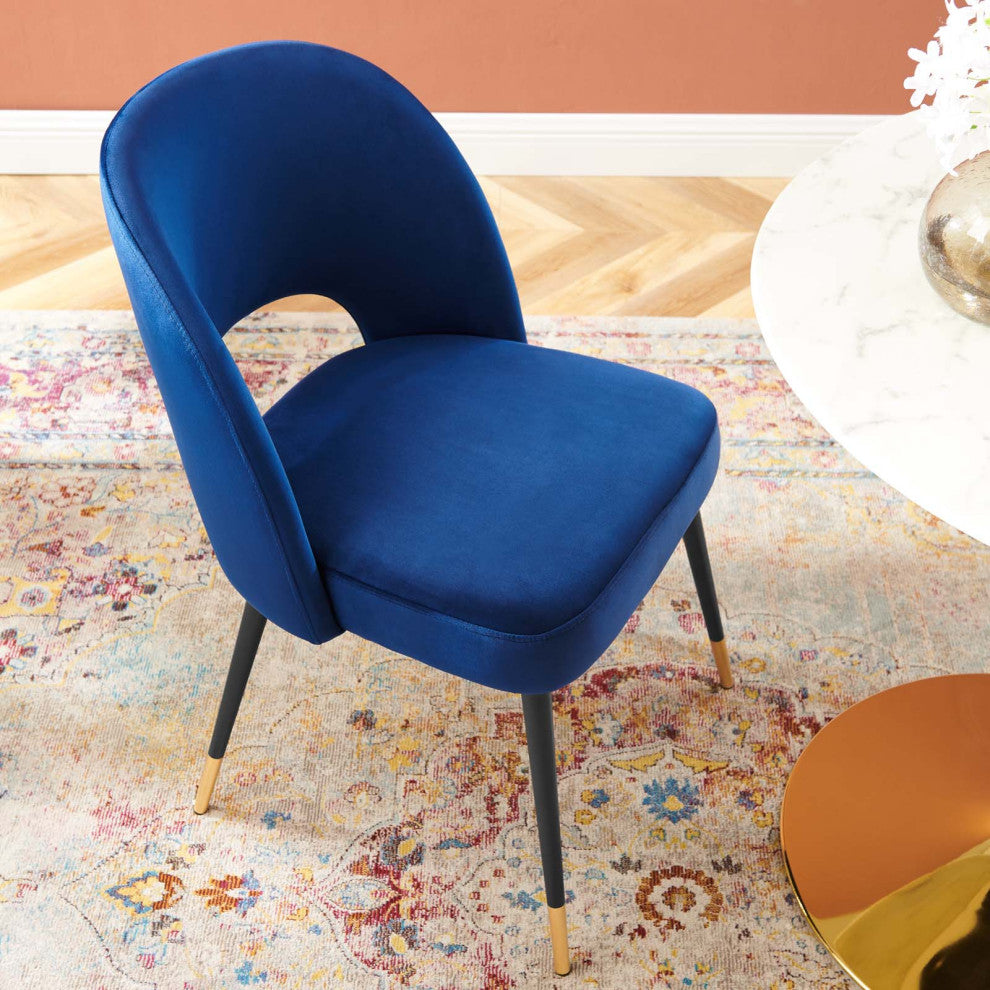 Rouse Performance Velvet Dining Side Chair Navy