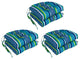16" Patterned Outdoor U-Shaped Tufted Chair Cushions, Set of 6, Pike Azure