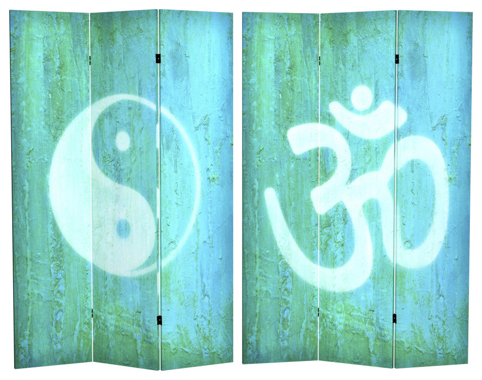 6' Tall Double Sided Yin Yang/Om Canvas Room Divider