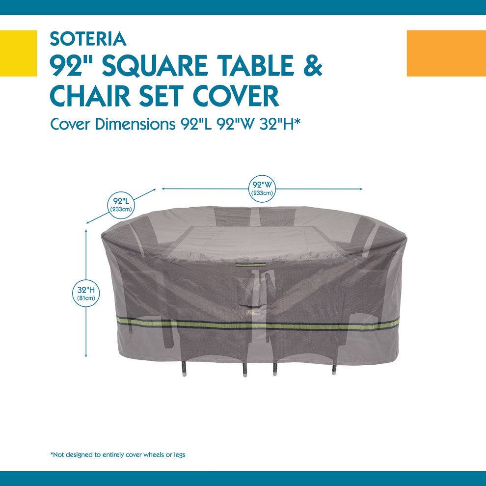 Duck Covers Soteria RainProof 92 in. L Square Patio Table with Chairs Cover