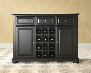 Alexandria Buffet Server / Sideboard Cabinet With Wine Storage, Black Finish