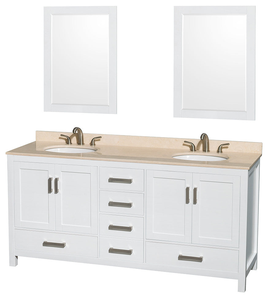 Wyndham WCS141472DWHCXSXXM70 White 72 Inch Double Bath Vanity with Mirror