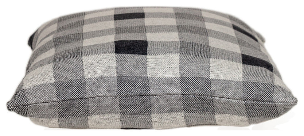 Lead Grey Checkered Pillow