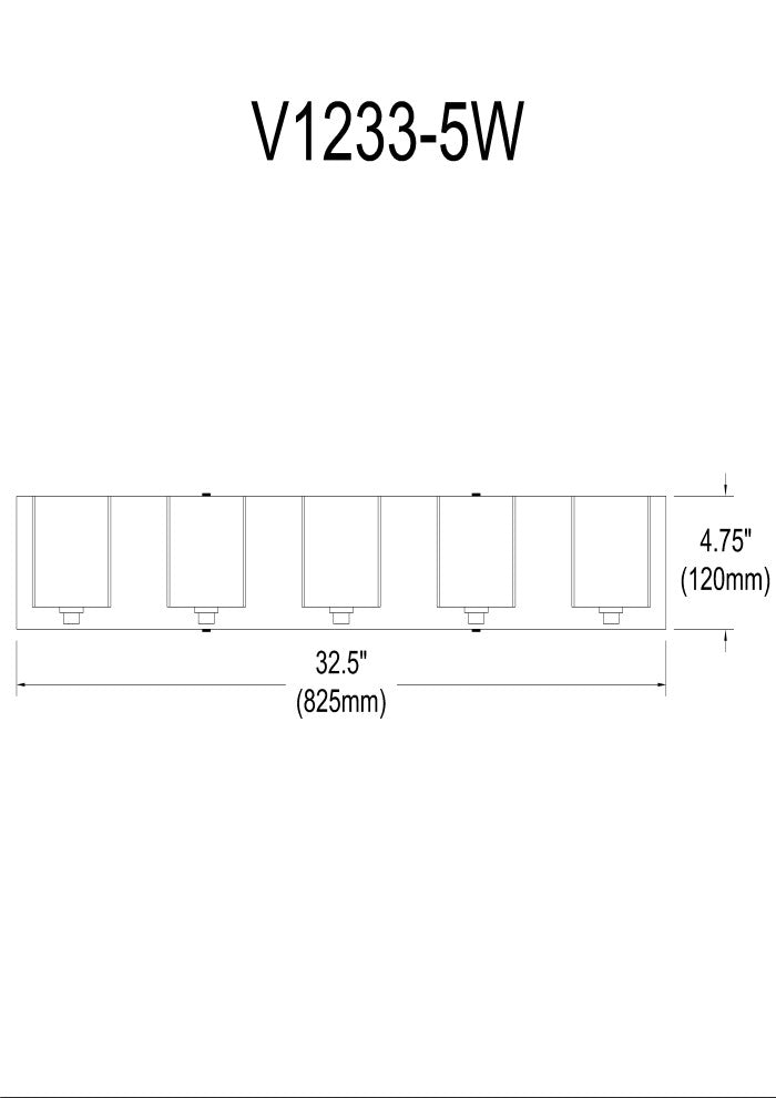 Ville 5-Light Vanity Fixture, White Opal