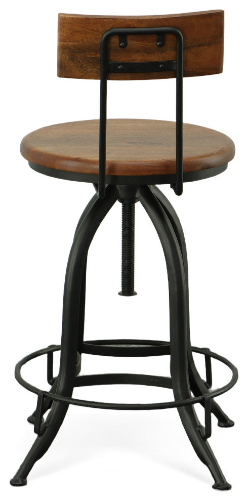 Ryder Adjustable Stool With Back, Chestnut/Black