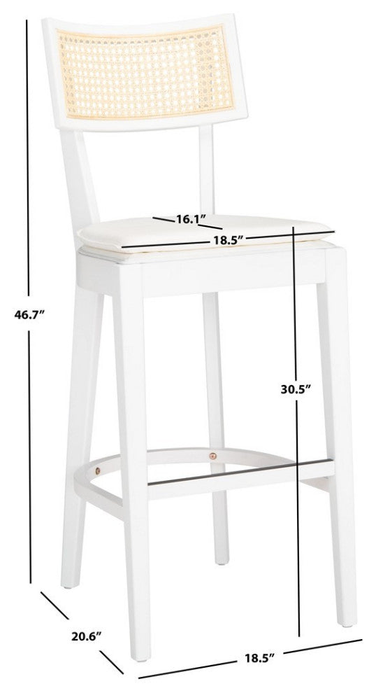 Safavieh Galway Cane Bar Stool, White/Natural