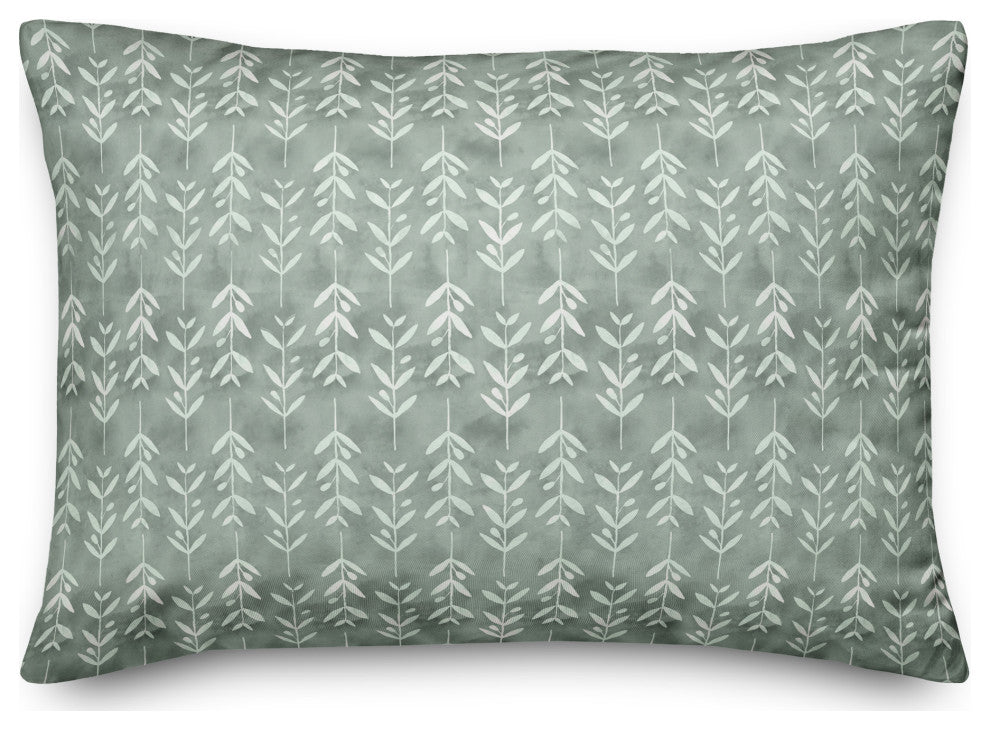 Leafy Vine Pattern Soft Green 6 14x20 Spun Poly Pillow