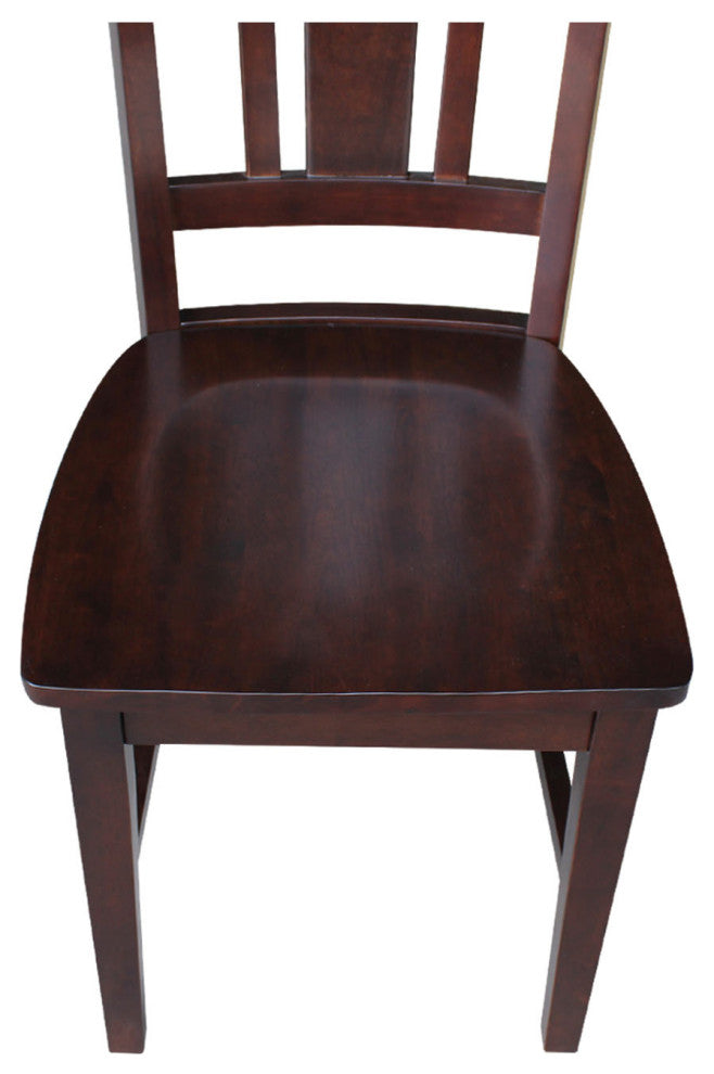 Set of Two San Remo Slat Back Chairs, Rich Mocha