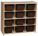 Contender Baltic Birch 12-Cubby Storage Unit With Brown Trays - Unassembled