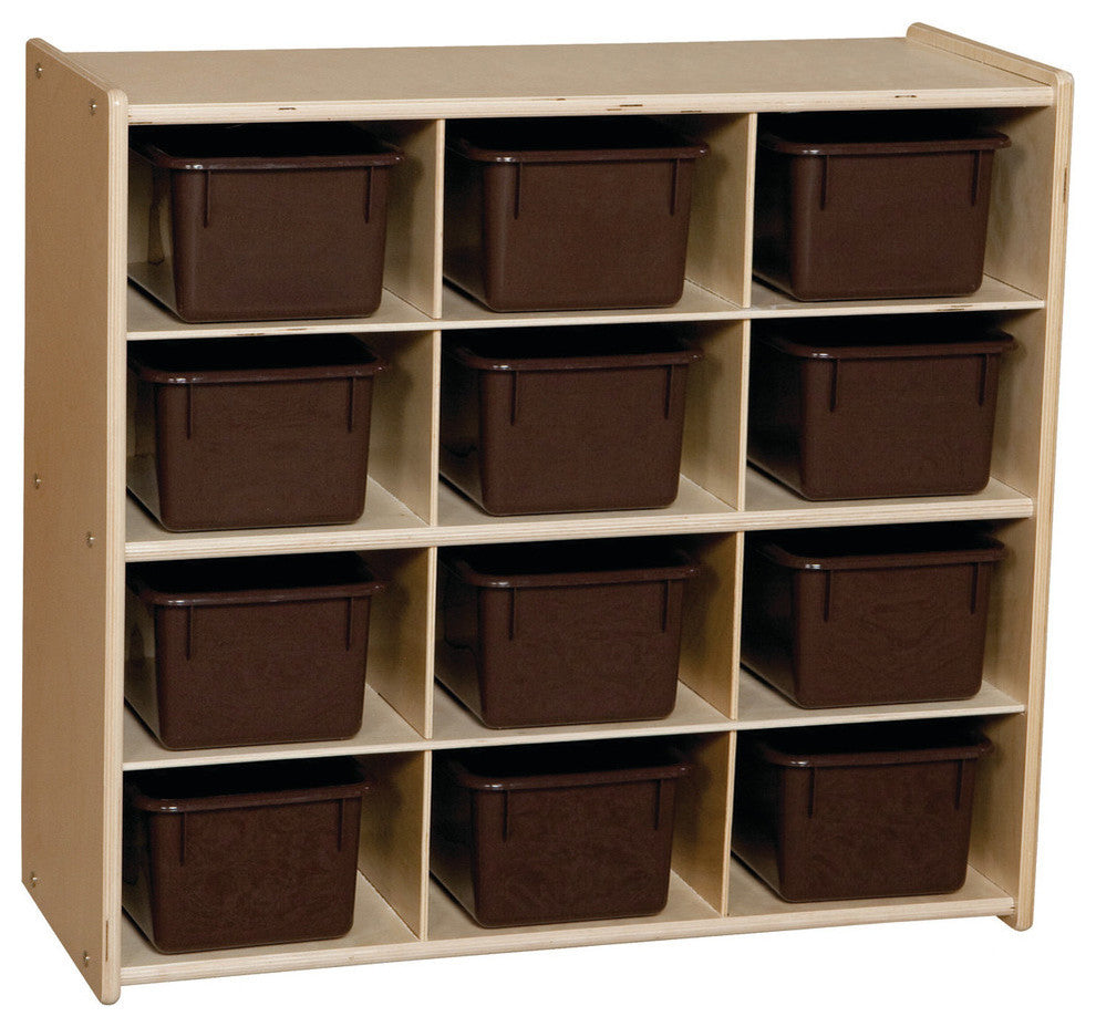 Contender Baltic Birch 12-Cubby Storage Unit With Brown Trays - Unassembled