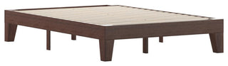 Evelyn Wood Platform Bed with Wooden Support Slats, No Box Spring Required, Walnut, Full