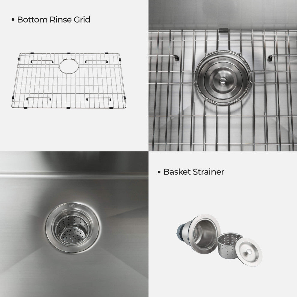 KIBI Handcrafted Undermount Single Bowl 16 gauge Stainless Steel Kitchen Sink, 2
