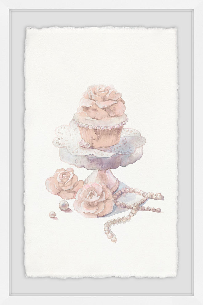 "Fancy Pink Cupcake" Framed Painting Print, 24"x36"