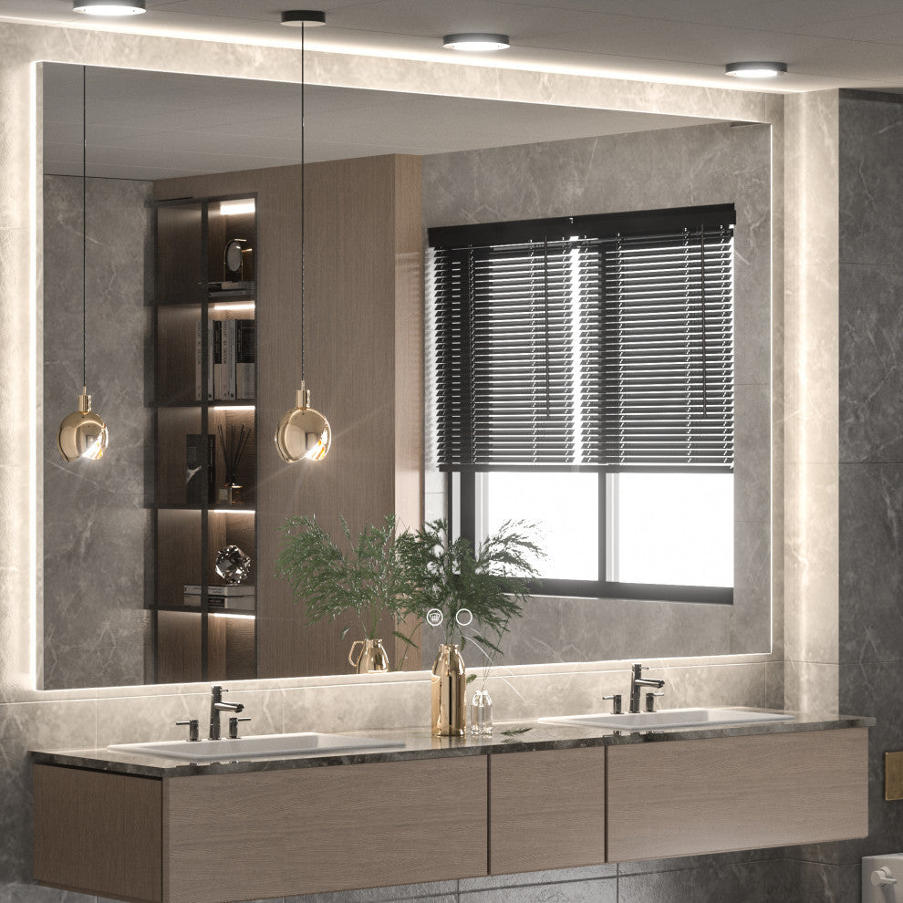 Backlit 3-Color LED Mirror for Bathroom, Anti-Fog Dimmable, 48x36