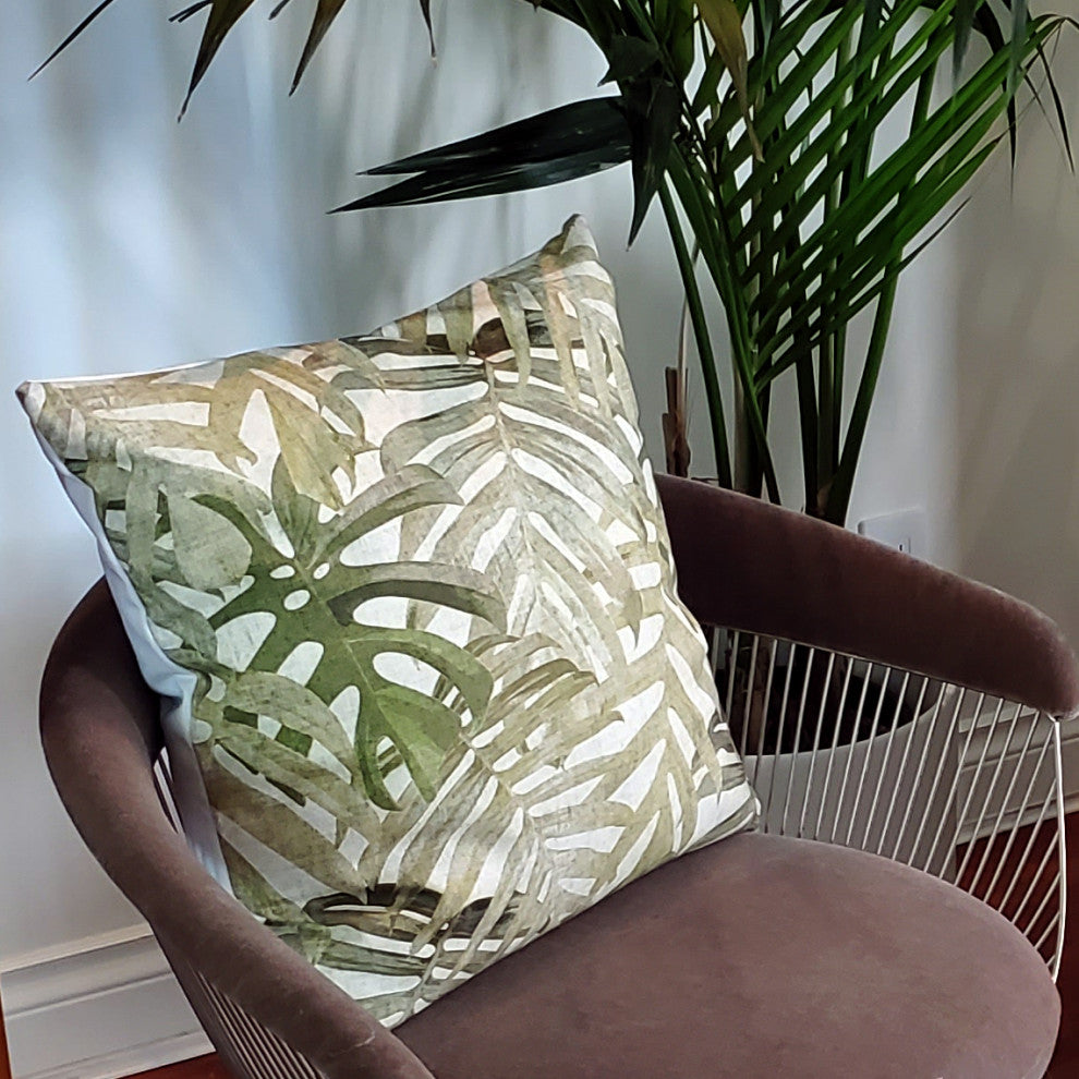 Pattaya Green Palm Throw Pillow 20x20, with Polyfill Insert