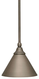 Toltec Lighting Stem Mini Pendant, Brushed Nickel Cone Metal Shade