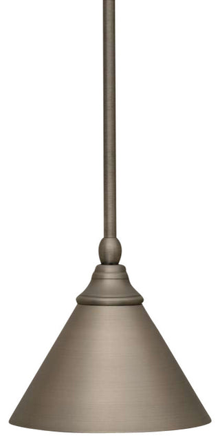 Toltec Lighting Stem Mini Pendant, Brushed Nickel Cone Metal Shade