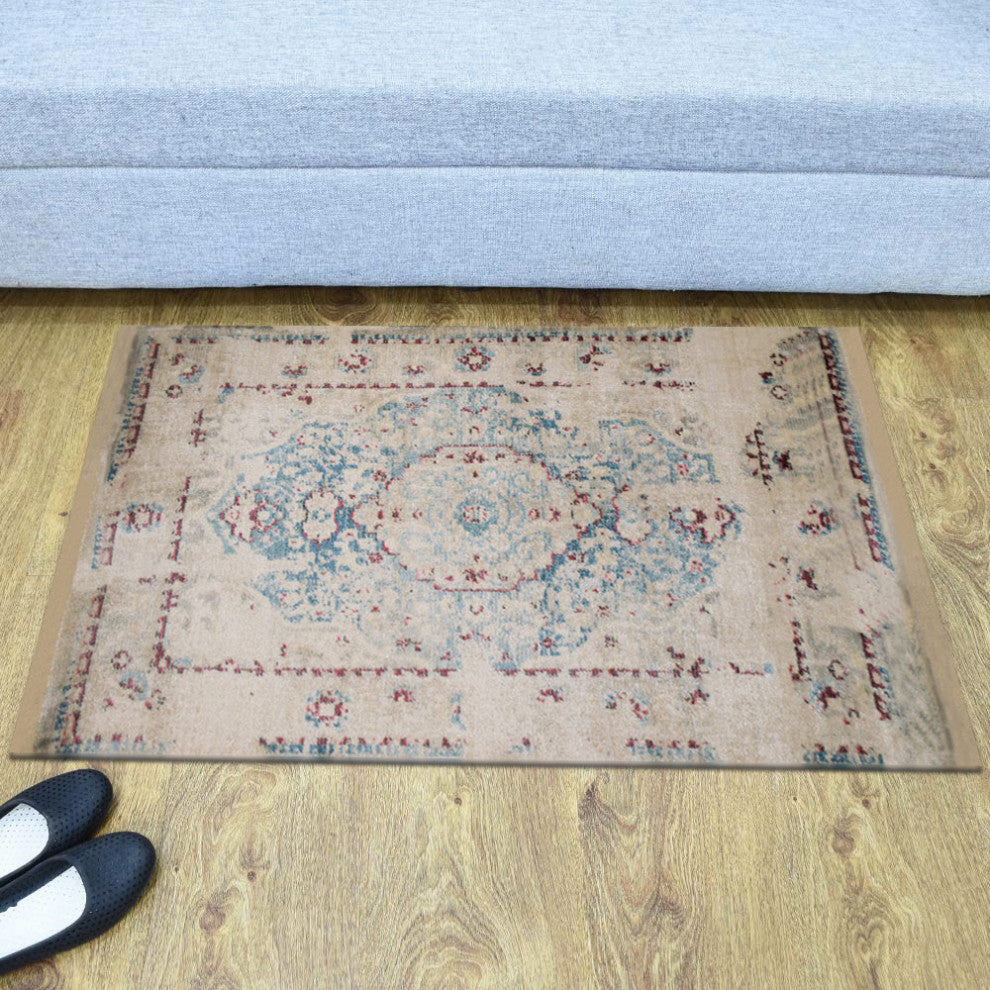 Machine Made Polyester Durable Indoor Outdoor Washable Oriental Pattern Footmat