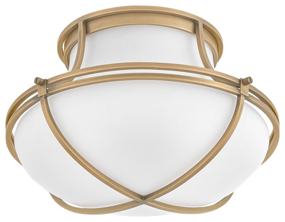 Hinkley Saddler Medium Flush Mount, Heritage Brass