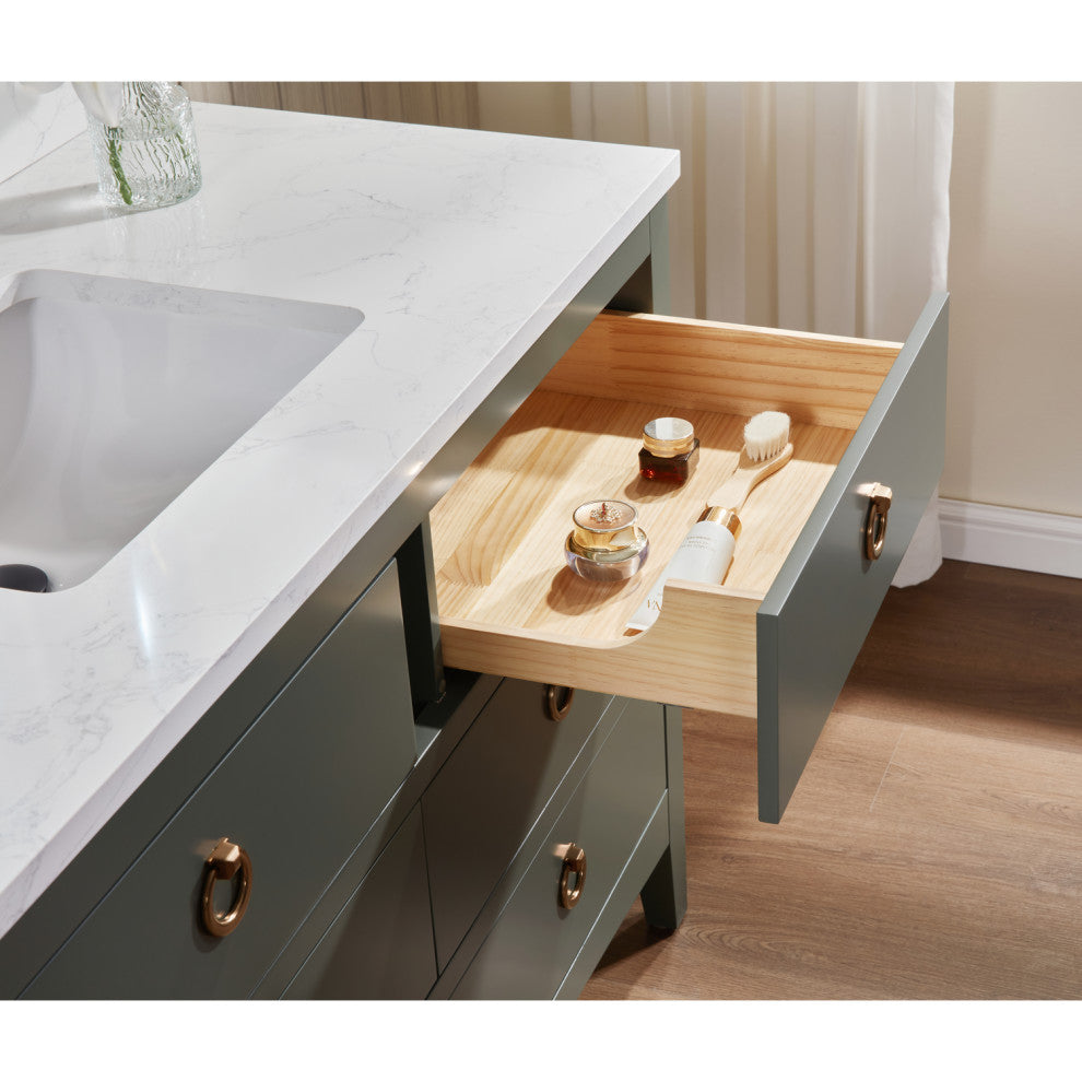 Legion Furniture WS2518 Series Bathroom Sink Vanity, Pewter Green, 48", Artificial Stone Top, Single Sink