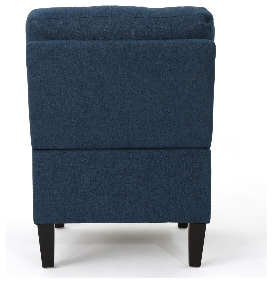 GDF Studio 5-Piece Niya Mid Century Modern Fabric Sectional Sofa, Navy Blue