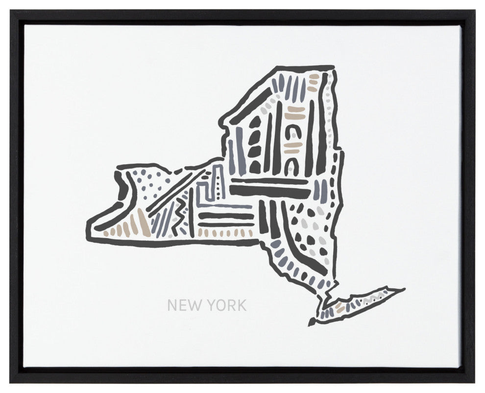Sylvie New York State Framed Canvas By Statement Goods, Black 18x24