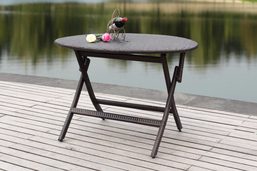 Safavieh Ellis Indoor-Outdoor Round Folding Table, Brown